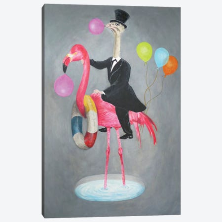 Flamingo With Ostrich Canvas Print #COC203} by Coco de Paris Canvas Wall Art