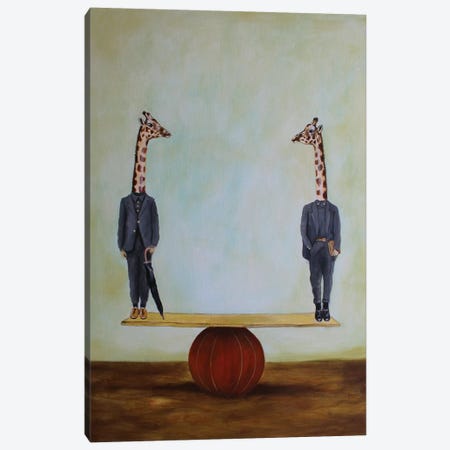 Giraffes In Balance Canvas Print #COC206} by Coco de Paris Canvas Art Print