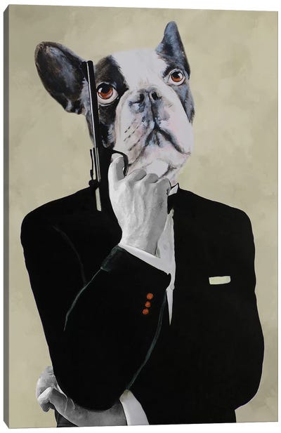 James Bond Bulldog Canvas Art Print - Bulldog Art