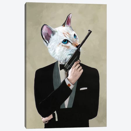 James Bond Cat Canvas Print #COC208} by Coco de Paris Canvas Wall Art