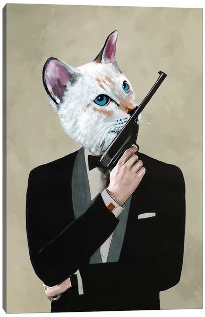 James Bond Cat Canvas Art Print - James Bond