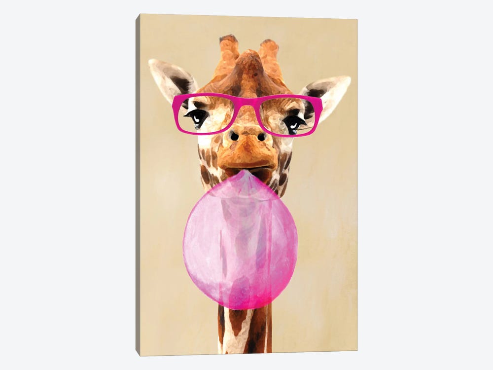 Clever Giraffe With Bubblegum by Coco de Paris 1-piece Canvas Wall Art
