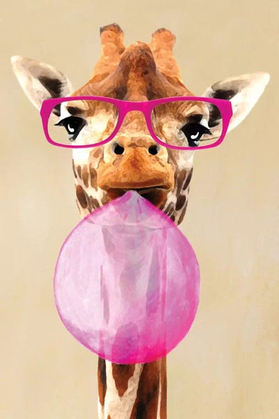 Giraffes: Clever Giraffe With Bubblegum by Coco de Paris