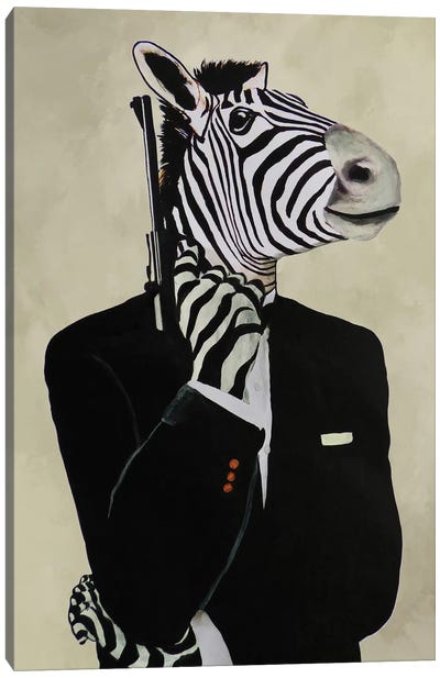 James Bond Zebra IV Canvas Art Print - Zebra Art