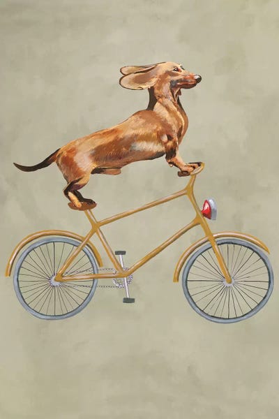 Kids Inspirational Art: Dachshund On Bicycle I by Coco de Paris