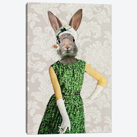 Rabbit Vintage Woman Canvas Print #COC228} by Coco de Paris Canvas Art