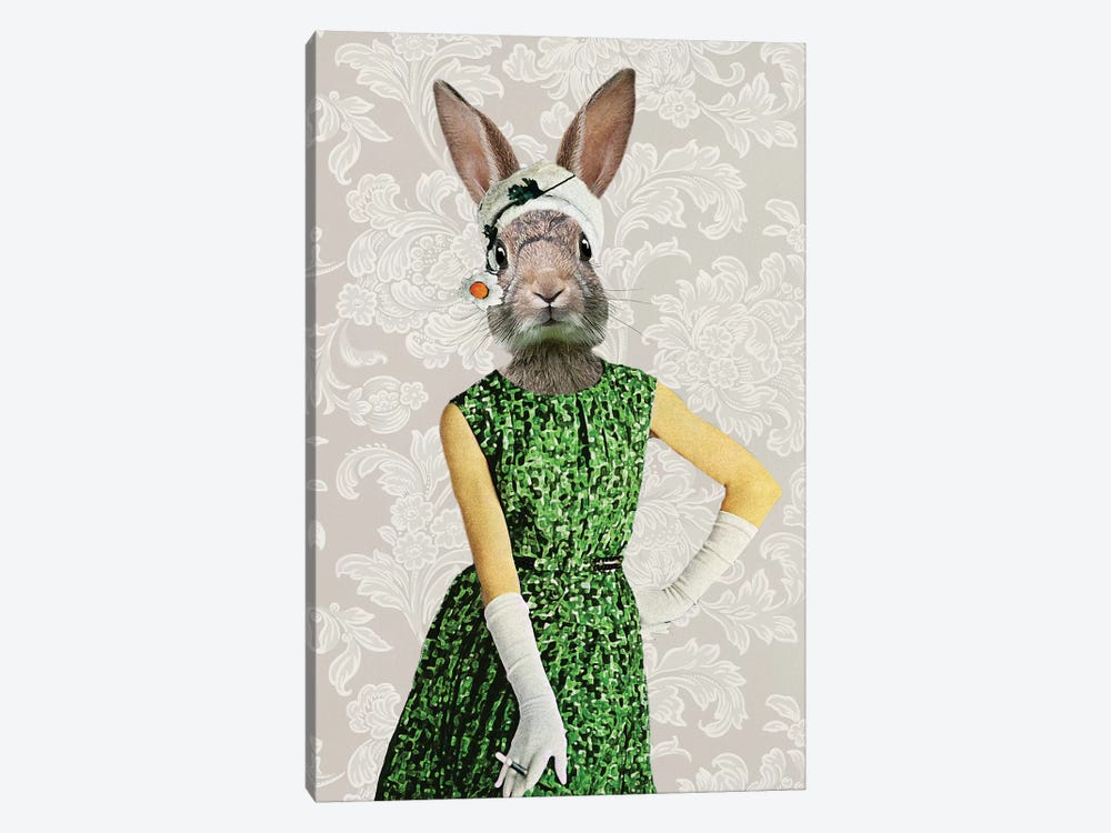 Rabbit Vintage Woman by Coco de Paris 1-piece Canvas Art