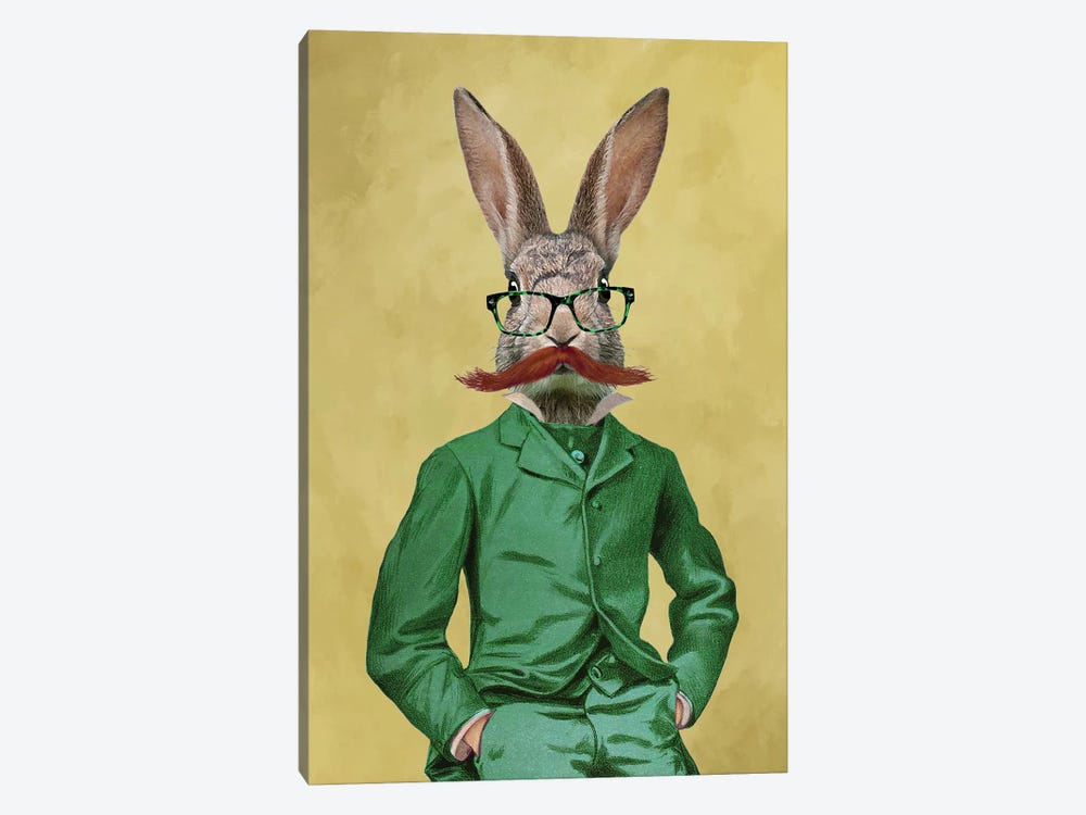 Rabbit With Moustache by Coco de Paris 1-piece Canvas Print