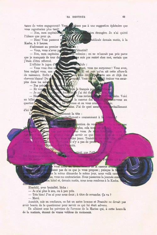 Zebra On Red Vespa