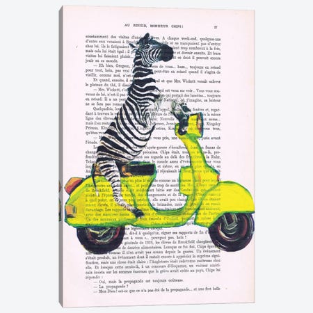 Zebra On Yellow Vespa Canvas Print #COC236} by Coco de Paris Canvas Art