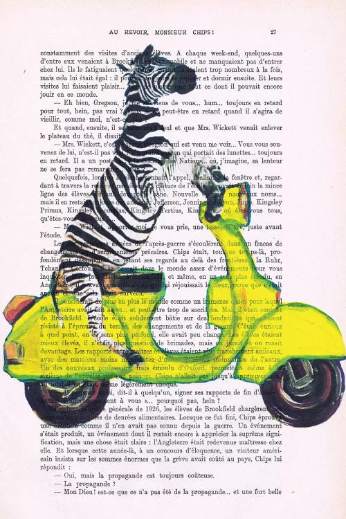 Zebra On Yellow Vespa