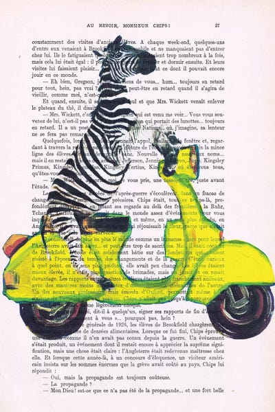 Scooters: Zebra On Yellow Vespa by Coco de Paris