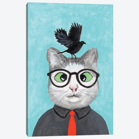 Cat With Crow Canvas Print #COC238} by Coco de Paris Canvas Print