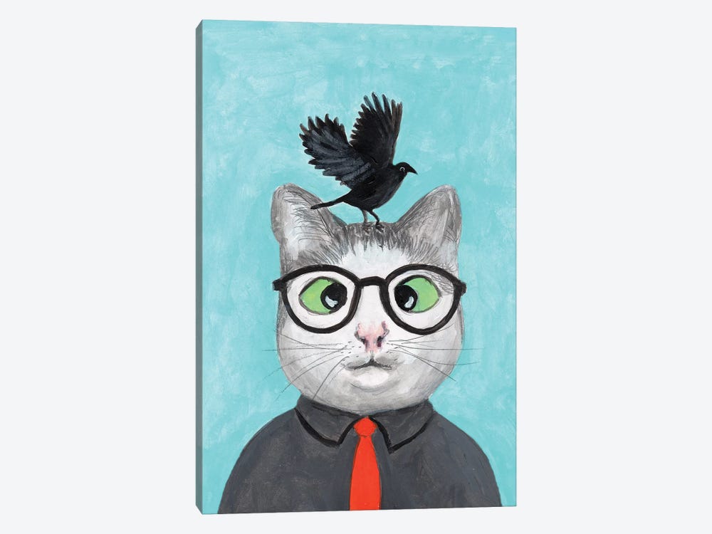 Cat With Crow by Coco de Paris 1-piece Canvas Print