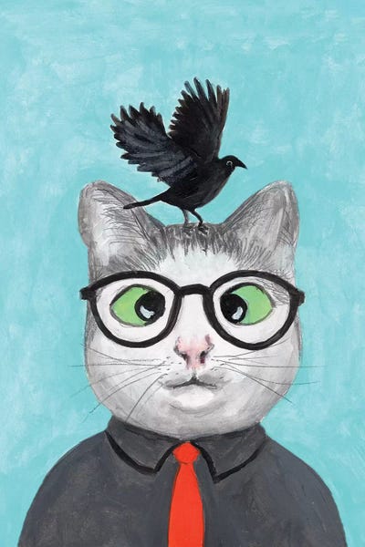 Crows: Cat With Crow by Coco de Paris