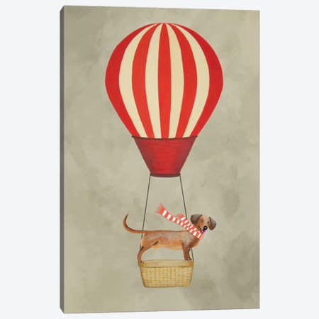 Dachshund With Air Balloon Canvas Print #COC23} by Coco de Paris Canvas Artwork