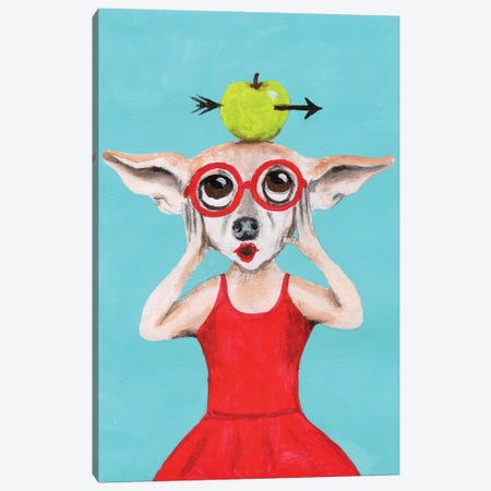Chihuahua With Apple Canvas Print #COC240} by Coco de Paris Canvas Wall Art