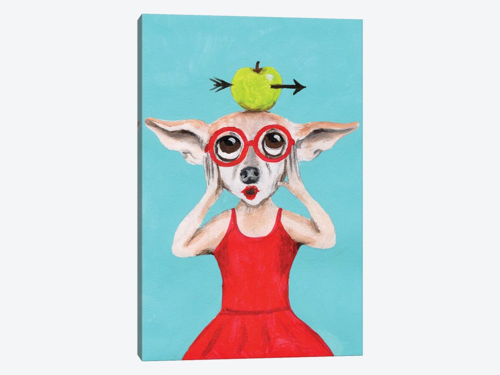 Chihuahua With Apple by Coco de Paris 1-piece Canvas Artwork