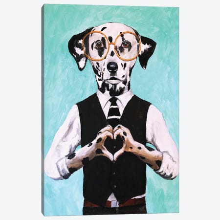 Dalmatian With Finger Heart Canvas Print #COC242} by Coco de Paris Canvas Artwork