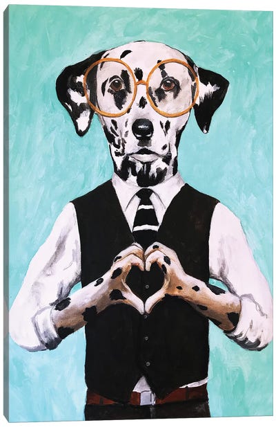 Dalmatian With Finger Heart Canvas Art Print - Dalmatian Art