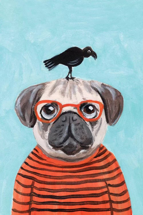 Pug With Crow