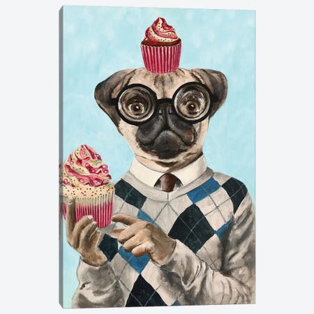 Pug With Cupcakes Canvas Print #COC245} by Coco de Paris Art Print
