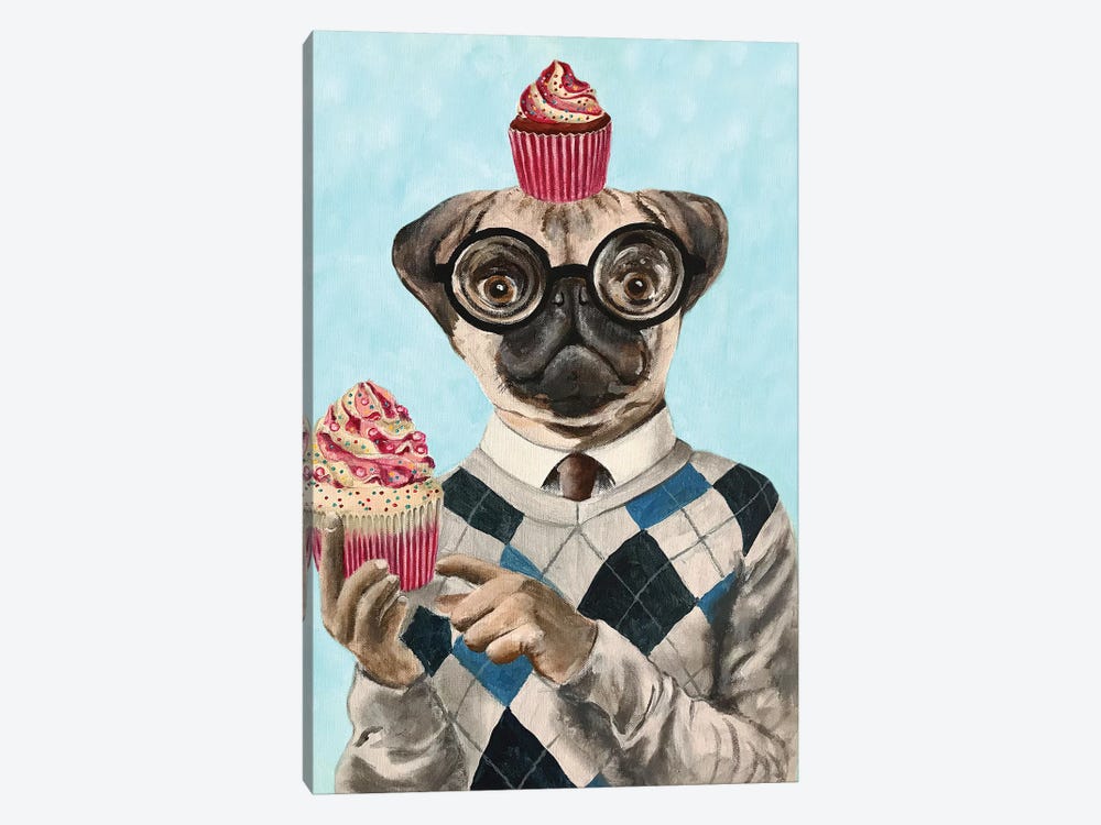 Pug With Cupcakes by Coco de Paris 1-piece Canvas Art Print