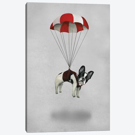 Bulldog With Parachute Canvas Print #COC247} by Coco de Paris Art Print