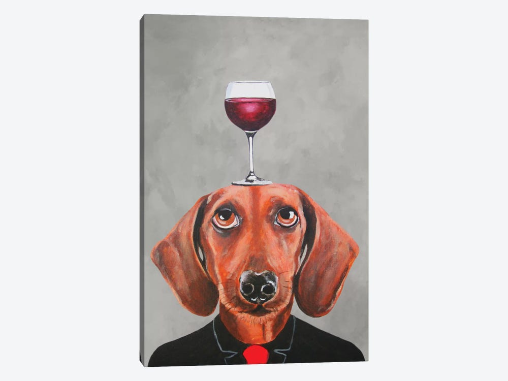 Dachshund With Wineglass by Coco de Paris 1-piece Canvas Wall Art