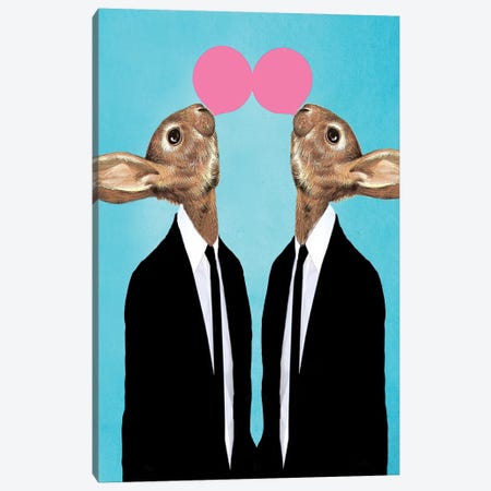 Rabbits With Bubblegum Canvas Print #COC258} by Coco de Paris Canvas Print