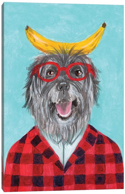 Sheperd Dog With Banana Canvas Art Print - German Shepherd Art