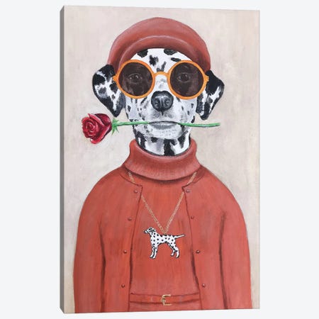 Dalmatian With Rose Canvas Print #COC262} by Coco de Paris Canvas Wall Art
