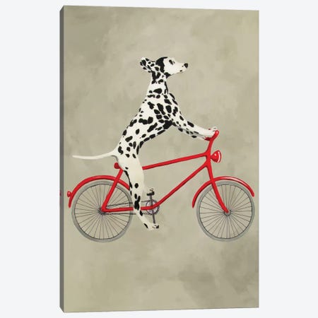 Dalmatian On Bicycle Canvas Print #COC26} by Coco de Paris Canvas Art Print