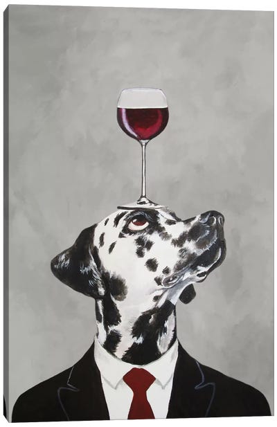 Dalmatian With Wineglass Canvas Art Print - Dalmatian Art