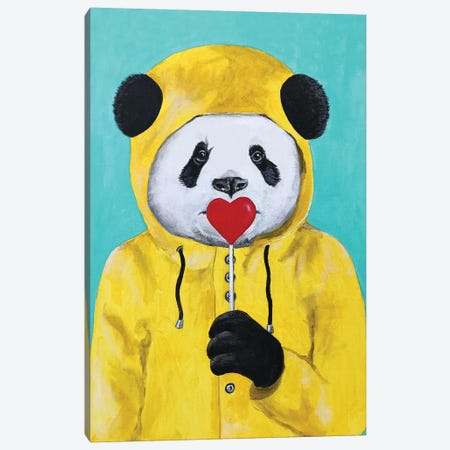 Panda With Lollipop Canvas Print #COC280} by Coco de Paris Canvas Wall Art