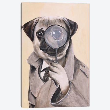 Pug Sherlock Holmes Canvas Print #COC281} by Coco de Paris Canvas Artwork