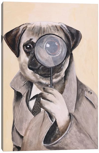 Pug Sherlock Holmes Canvas Art Print - Sherlock Holmes