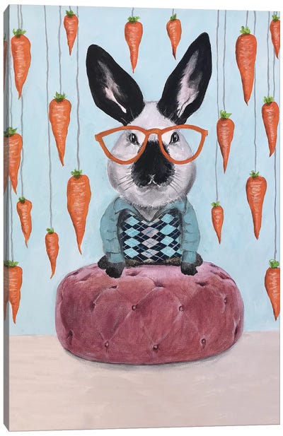 Rabbit With Carrots Canvas Art Print - Vegetable Art