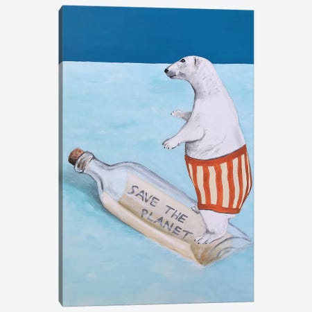Save The Planet Polar Bear Canvas Print #COC284} by Coco de Paris Art Print