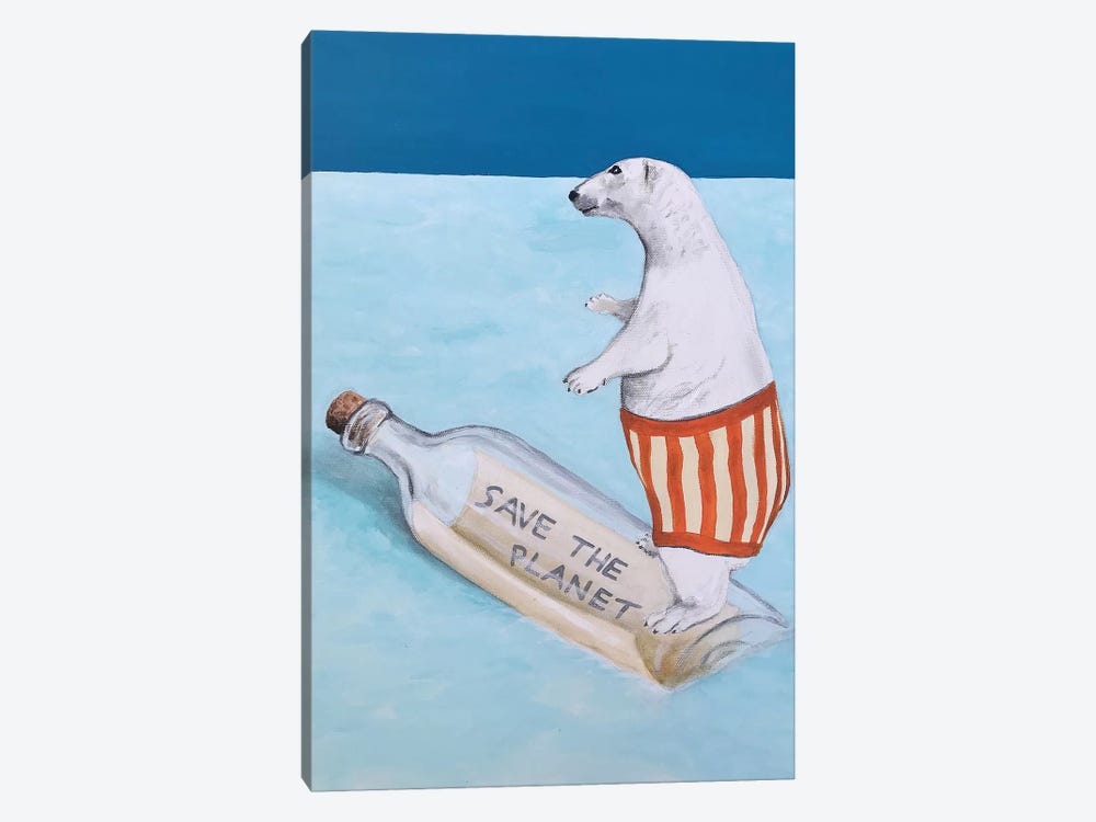Save The Planet Polar Bear by Coco de Paris 1-piece Canvas Artwork