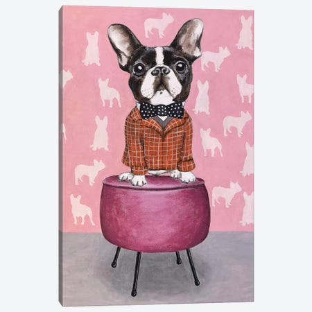 Bulldog On Pouf Canvas Print #COC286} by Coco de Paris Canvas Print