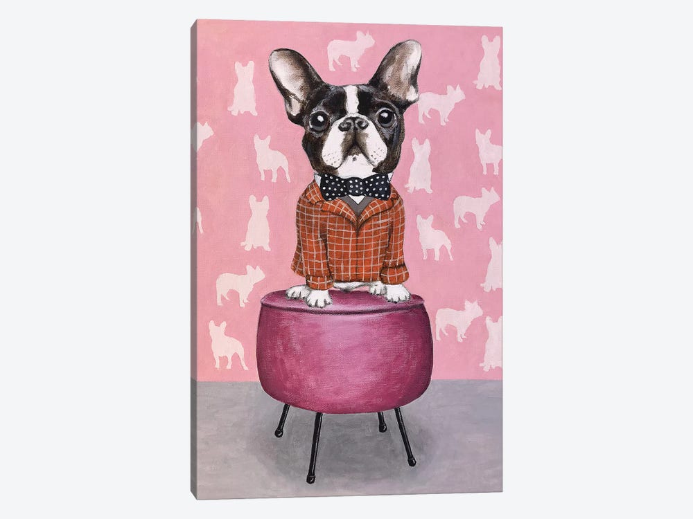 Bulldog On Pouf by Coco de Paris 1-piece Canvas Art