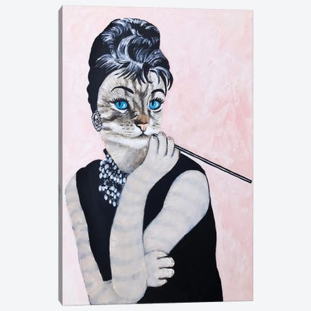 Audrey Hepburn Cat Canvas Print #COC289} by Coco de Paris Canvas Art
