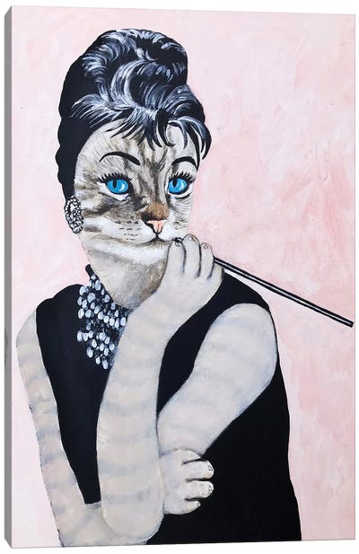 Audrey Hepburn Cat Canvas Art Print - Audrey Hepburn