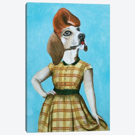 Beagle Pinup Canvas Print #COC290} by Coco de Paris Canvas Art Print