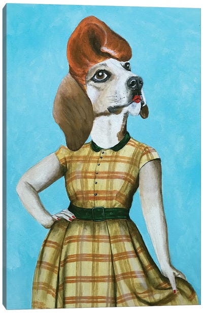 Beagle Pinup Canvas Art Print - Pin-Up Art