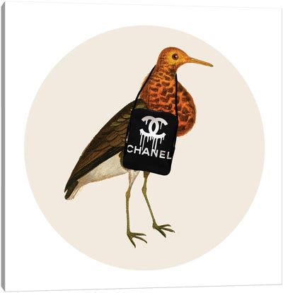 Bird With Chanel Bag Canvas Art Print - Fashion Brand Art