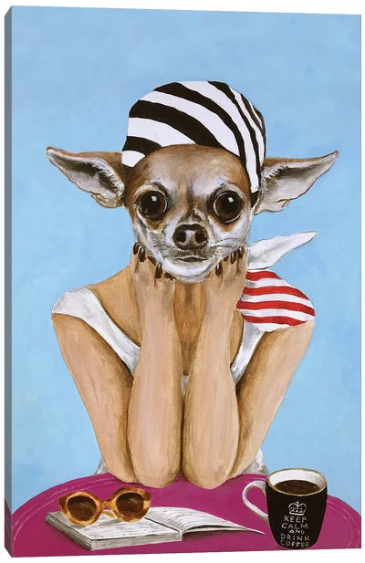 Chihuahua Bistro Canvas Art Print - Chihuahua Art