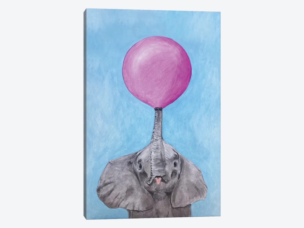 Elephant With Bubblegum by Coco de Paris 1-piece Canvas Print
