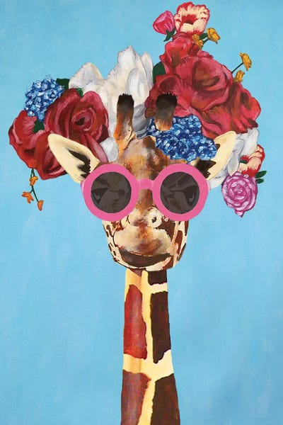 Giraffe Flower Power by Coco de Paris canvas print